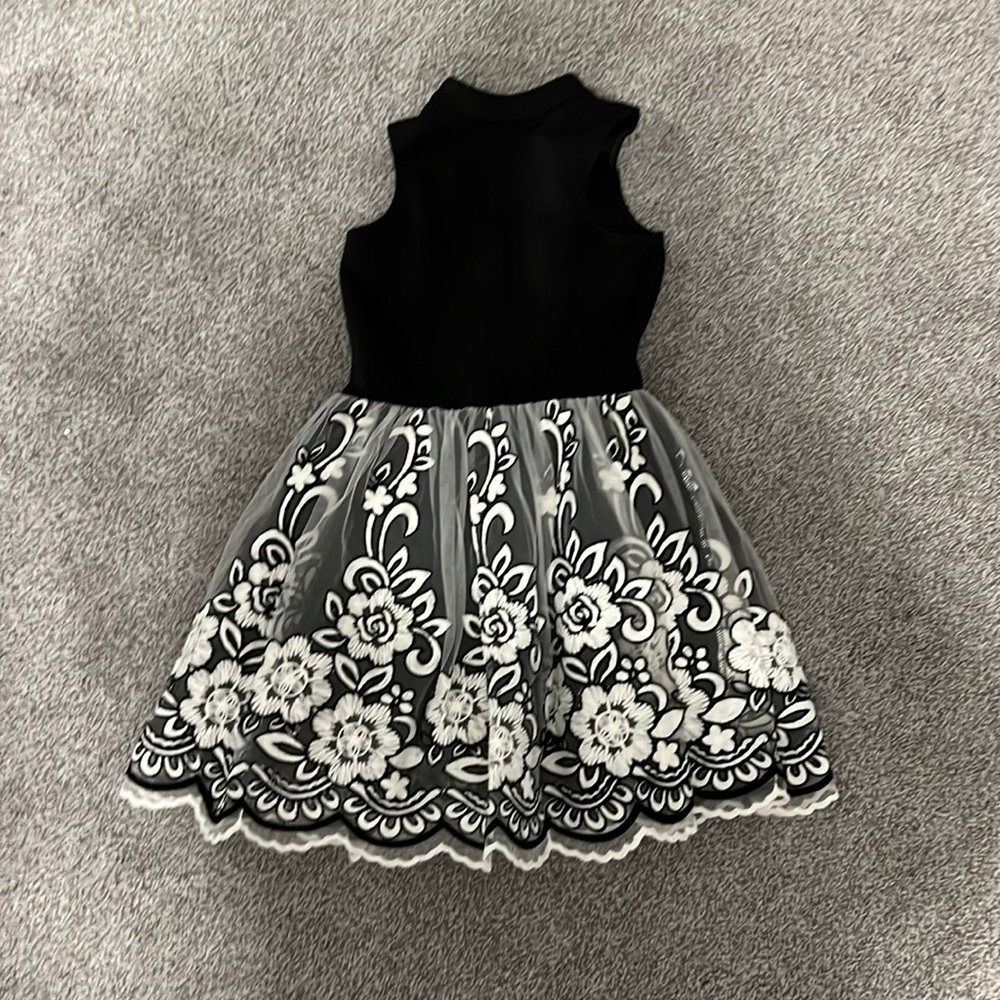 misbehave girls, black dress with lace flower bottoms, size 8 girls